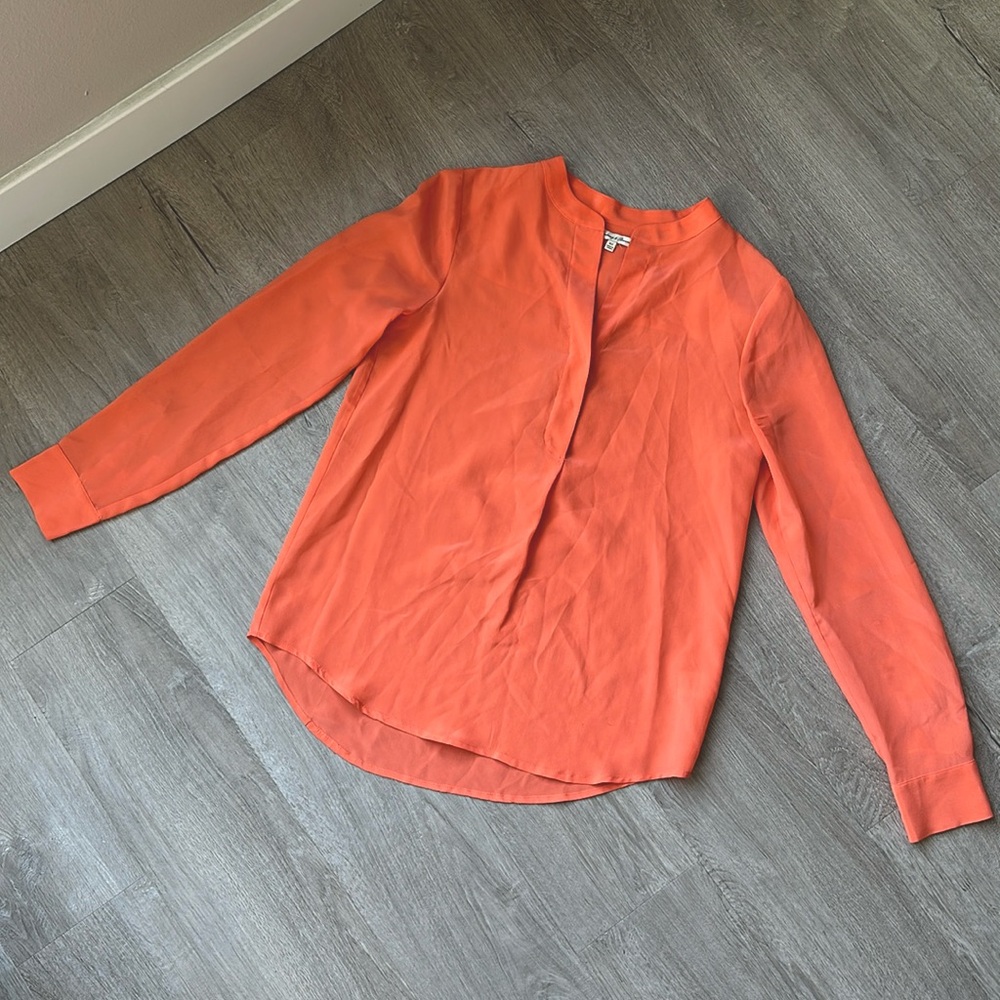 Broadway & Broome label (purchased from Madewell) peach silk long sleeve blouse